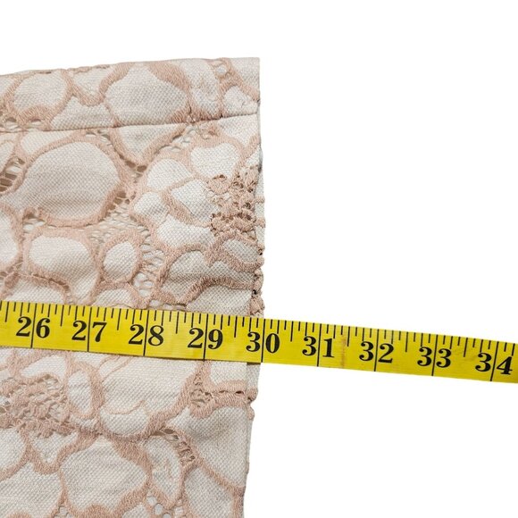 Free People Lace Mini Dress Beige XS Feminine Romantic Boho Chic Cottage core - Picture 8 of 14
